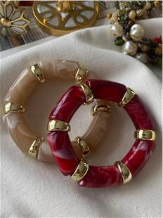 Gold Plaka Detaylı Esnek Bileklik