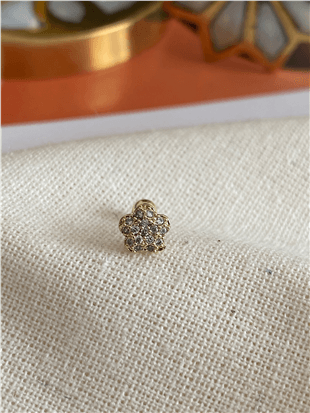 Gold Taşlı Cute Flower Piercing