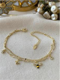 İkili 14K Arı Sallantılı Bileklik