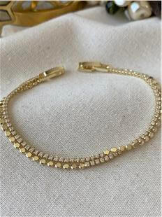 İkili 14K Ezme Detaylı Suyolu Bileklik