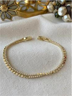 İkili 14K Ezme Detaylı Suyolu Bileklik