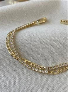 İkili 14K Figaro Desenli Suyolu Bileklik