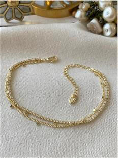 İkili 14K Pul Detaylı Suyolu Bileklik