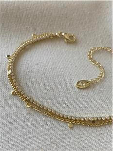 İkili 14K Pul Detaylı Suyolu Bileklik