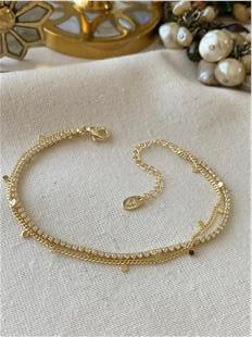 İkili 14K Pul Detaylı Suyolu Bileklik