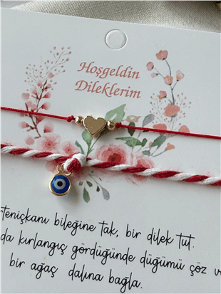 İkili Göz Boncuklu Kalp Detaylı Marteniçka Bileklik
