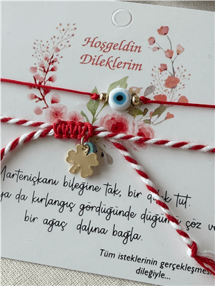 İkili Göz Boncuklu Yonca Detaylı Marteniçka Bileklik