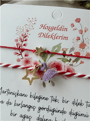 İkili Mor Püsküllü Yıldız Detaylı Marteniçka Bileklik