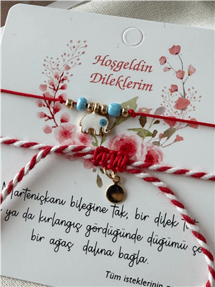 İkili Pullu Beyaz Fil Detaylı Marteniçka Bileklik