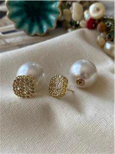 İnci Kapamalı Diamond Küpe