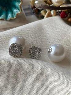 İnci Kapamalı Diamond Küpe