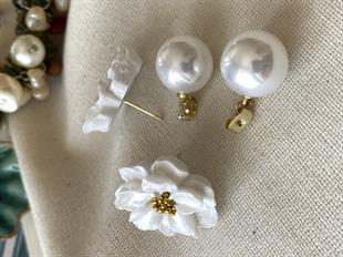 İnci Sallantılı Çiçek Küpe