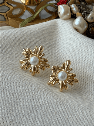 İncili Çiçek Küpe