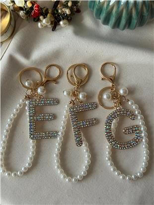 İncili Taşlı Harf Anahtarlık