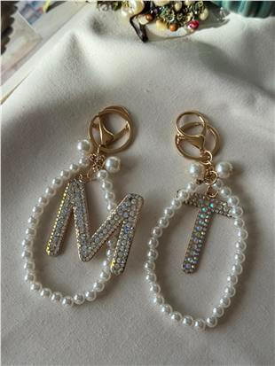 İncili Taşlı Harf Anahtarlık