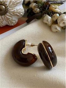 Kahverengi Bombe C Model Küpe