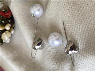 Kalp Çengel Geçmeli İnci Küpe