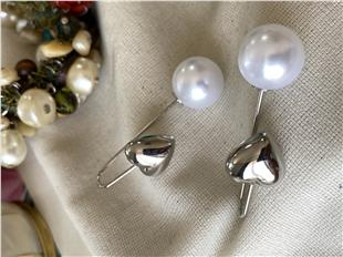 Kalp Çengel Geçmeli İnci Küpe