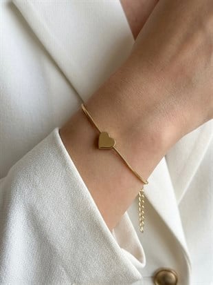 Kalp Detaylı İnce Bileklik