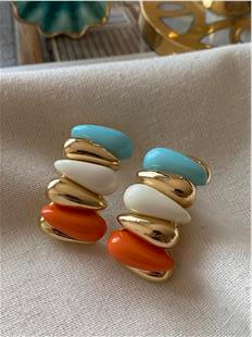 Karışık Renkli Bombe Plaka Küpe