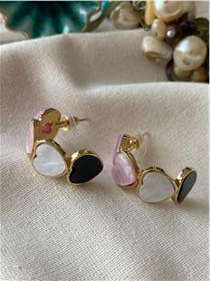 Karışık Renkli Sıralı Kalpler Küpe