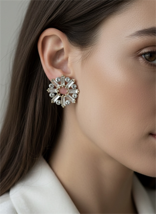 Kesme Taşlı Daire Küpe