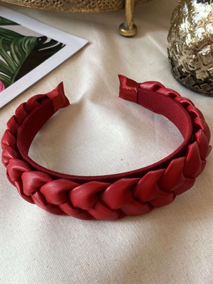Kırmızı Deri Örgü Taç