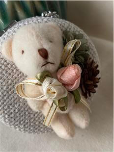 Krem Ayıcık Çiftli Ayna