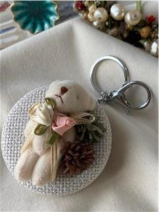 Krem Ayıcık Çiftli Ayna