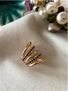 Lacivert Kaburga Kıkırdak Küpe