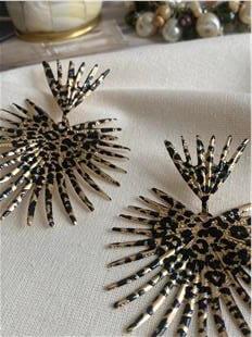 Leopar Desenli Tasarım Küpe