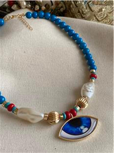 Mavi Boncuklu Göz Kolye