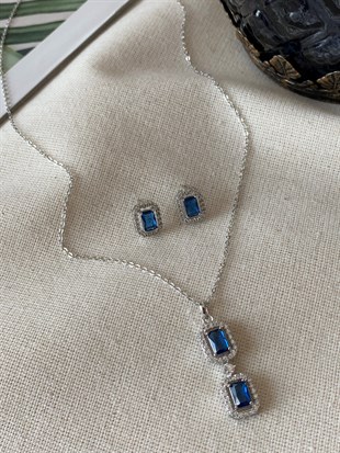 Blue Stone Necklace Set