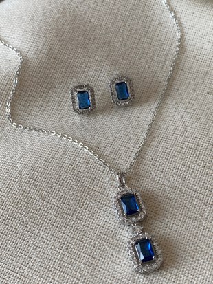 Blue Stone Necklace Set