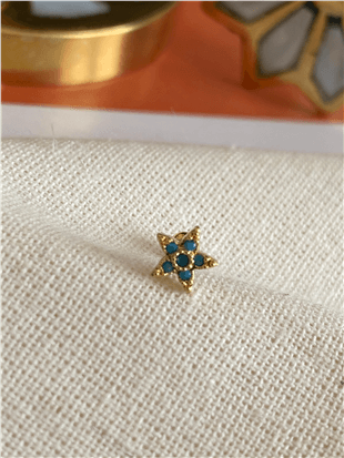Mavi Taşlı Yıldız Piercing