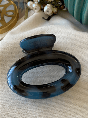 Mavi Tonlu Desenli Oval Mandal Toka
