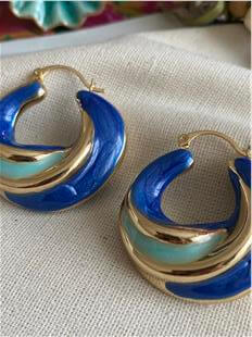 Mavi Yeşil Mineli Burma Küpe