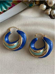 Mavi Yeşil Mineli Burma Küpe