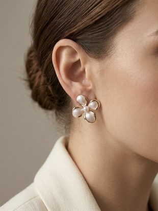 Mineli Çiçek Küpe