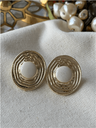 Mineli Desenli Plaka Küpe