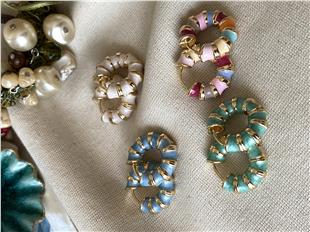 Mineli Renkli Halka Küpe