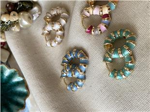 Mineli Renkli Halka Küpe