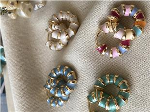 Mineli Renkli Halka Küpe