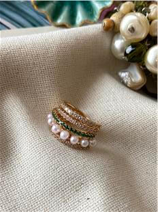 Mixed Stone&Pearl Kıkırdak Küpe