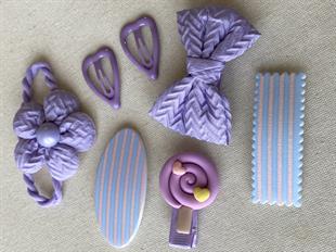 Mor Desenli Toka Seti