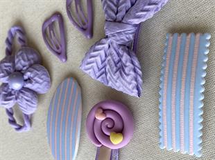 Mor Desenli Toka Seti