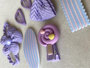 Mor Desenli Toka Seti