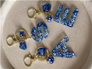 Nazar Desenli Harf Anahtarlık