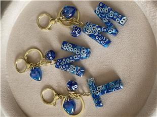 Nazar Desenli Harf Anahtarlık