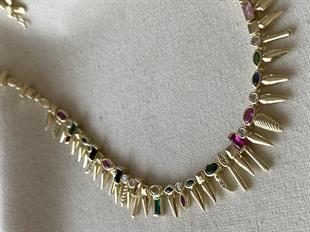 Özel Seri 14K Renkli Taşlı Stick Kolye